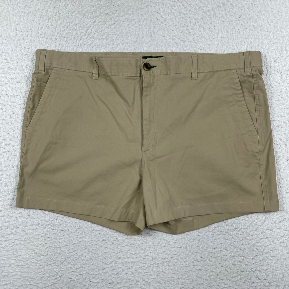 Orvis Chino Shorts Mens 42 Khaki Tan Stretch Cotton Outdoor Casual Flat Front